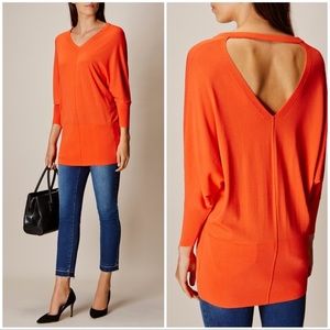 Karen Millen V Neck Tunic Knit Orange Top